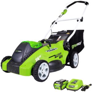 40V 16 Greenworks Cordless Electric Lawn Mower with 4.0Ah Battery 